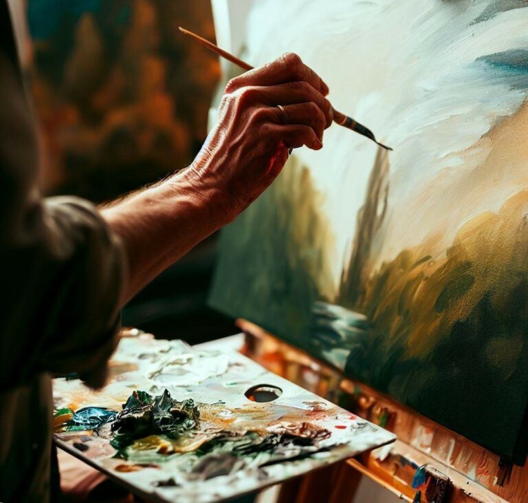 painter with landscape painting