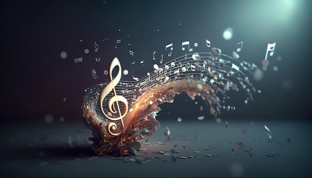 volumetric musical background with treble clef notes generative ai 169016 29575